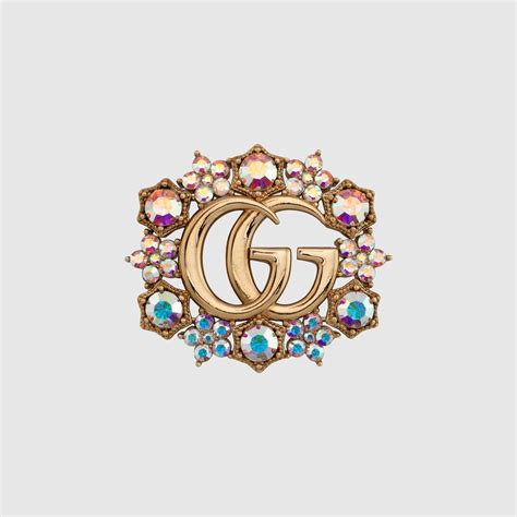 Double G crystal flower brooch 